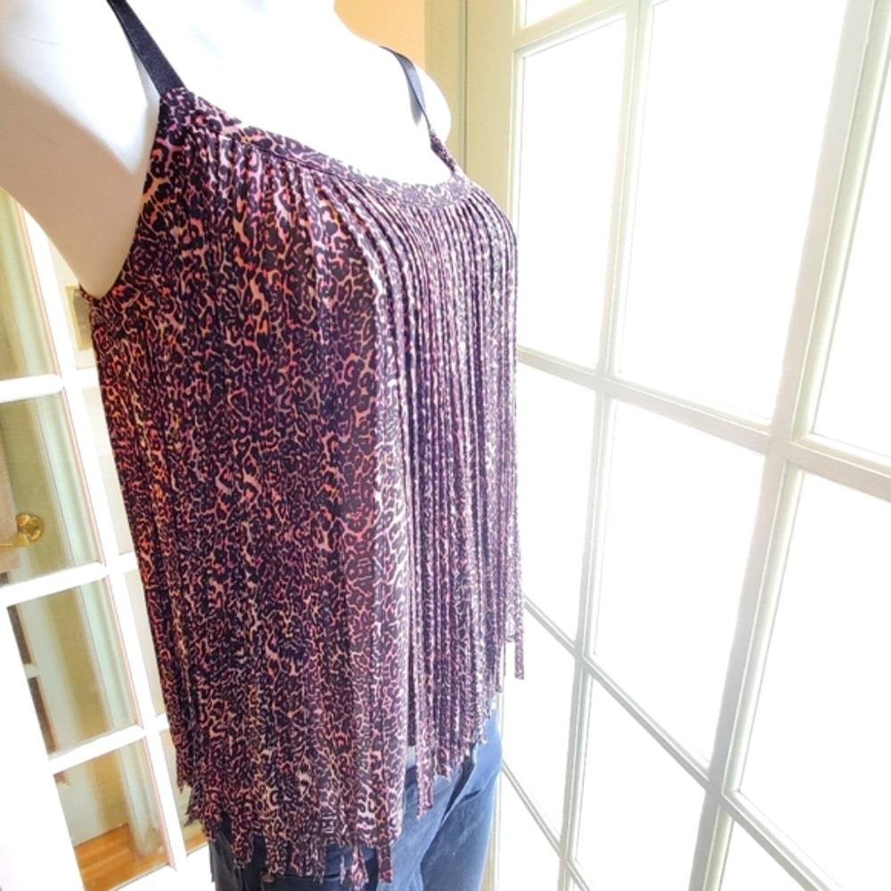 Marciano Cheetah Print 90s Fringe Camisole Top